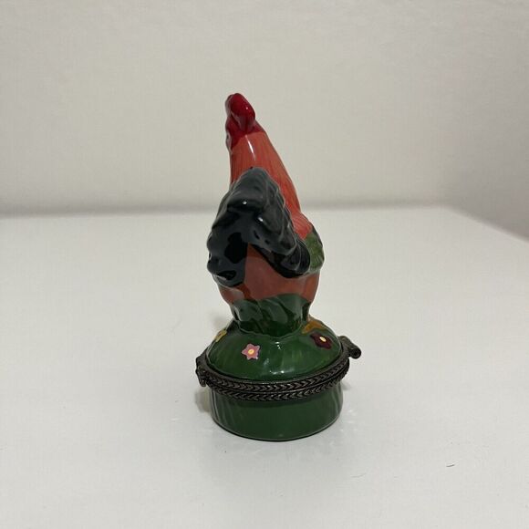 Rooster Porcelain Trinket Hinged Box - Picture 2 of 7